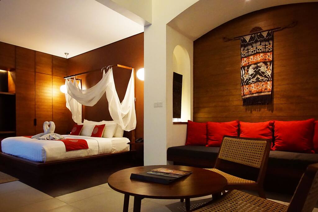 Comfortable bedroom with spacious living space