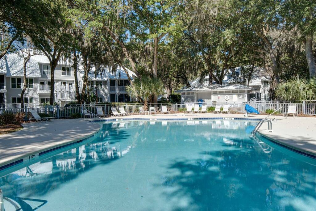 Our private pool with hot tub