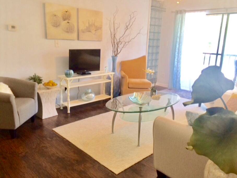 Living room with screened lanai