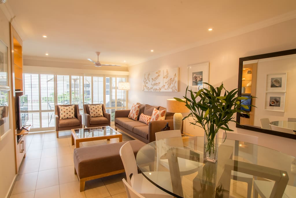 The Living Room and Dining Area