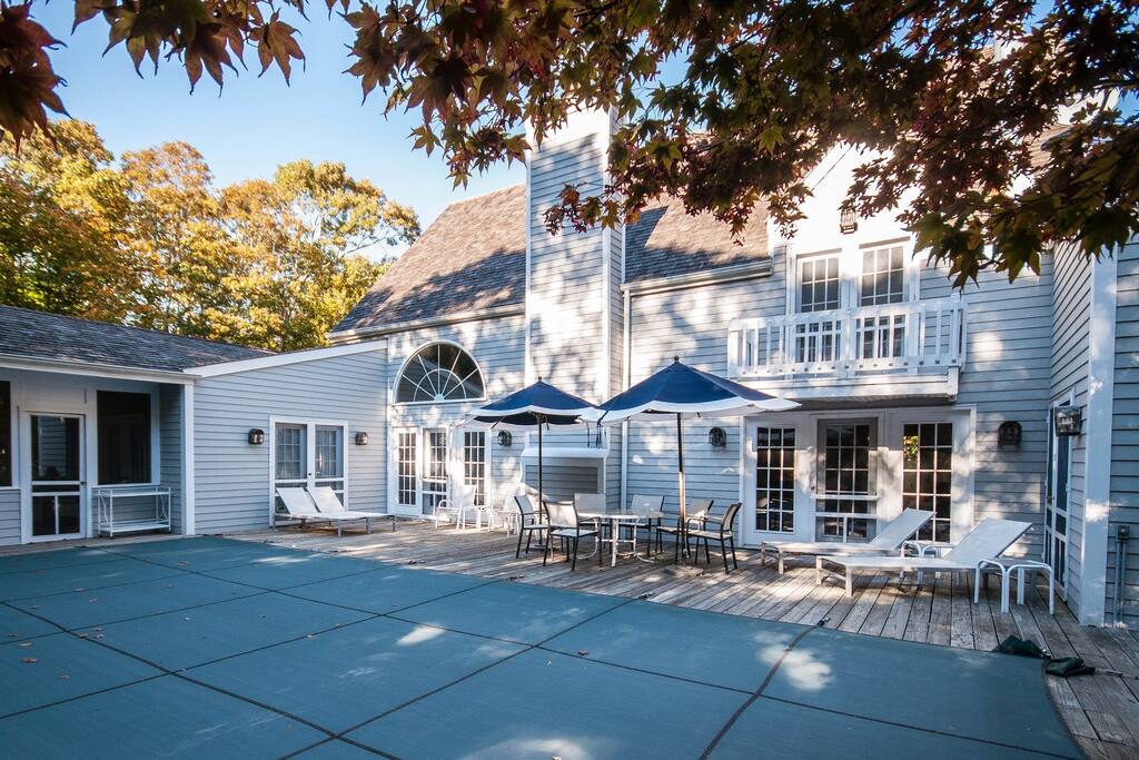 Deck with heated pool