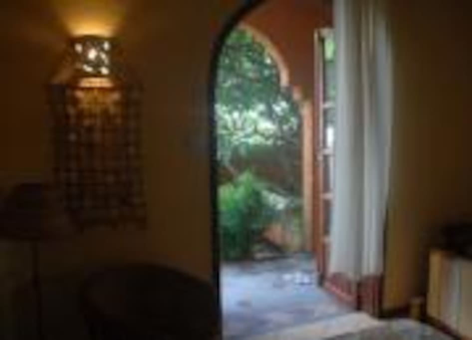 Front entrance with terrace and garden. One can hear the sound of the ocean at night as it is so close. However, access to beaches are at 5mn by foot both.