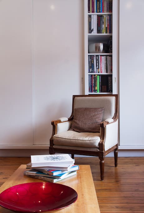 Living Room - armchair and library