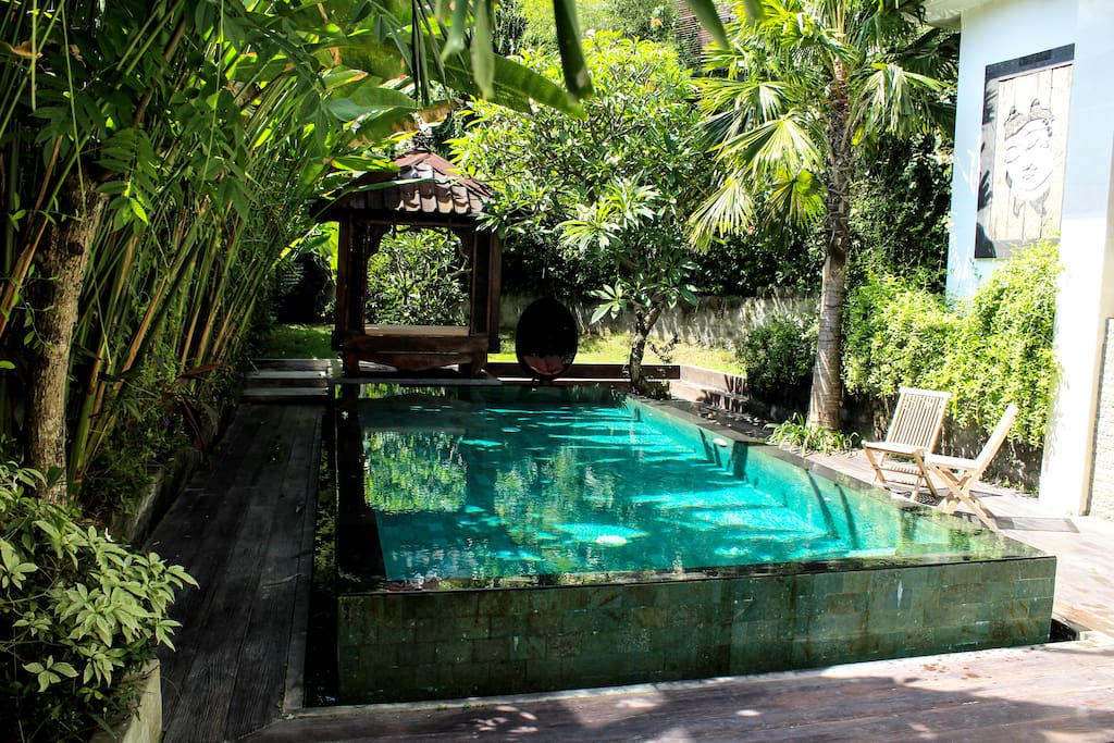 Swimming pool, Gazebo & hanging chair