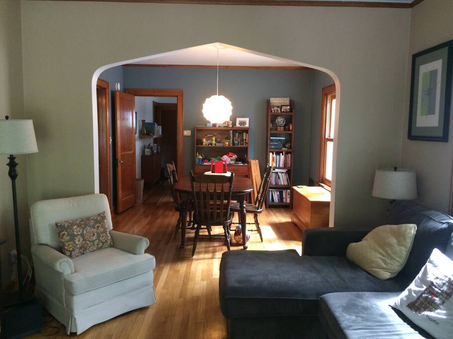 Living Room with Dining Room in background