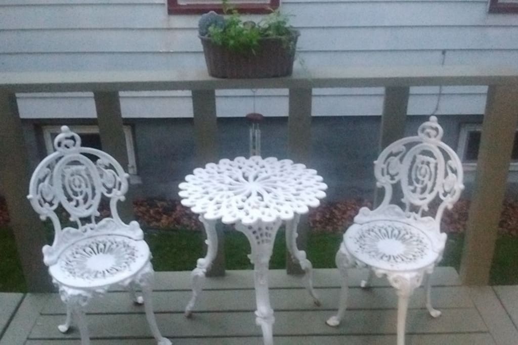 Small sitting area outside if you want to enjoy a cup of coffee.