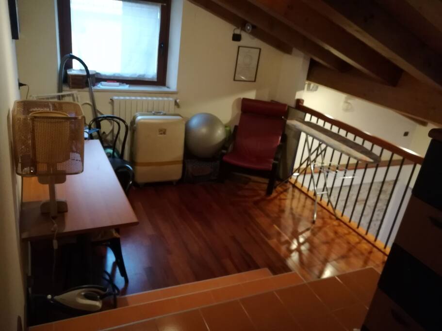 Private entrance into the open loft.