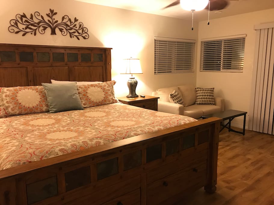Master bedroom with king bed and twin sleeper