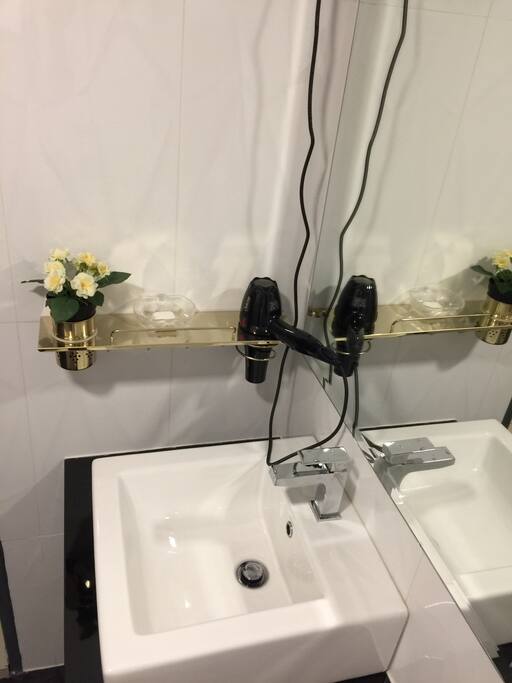 Hair dryer available.
