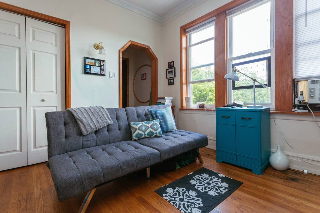 The couch folds down into a bed,