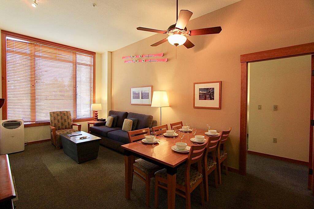 Dining area and living room