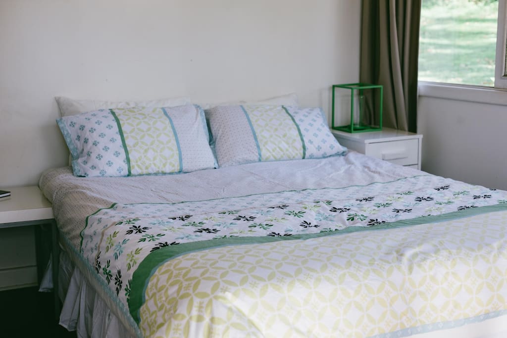 Comfortable queen sized bed.