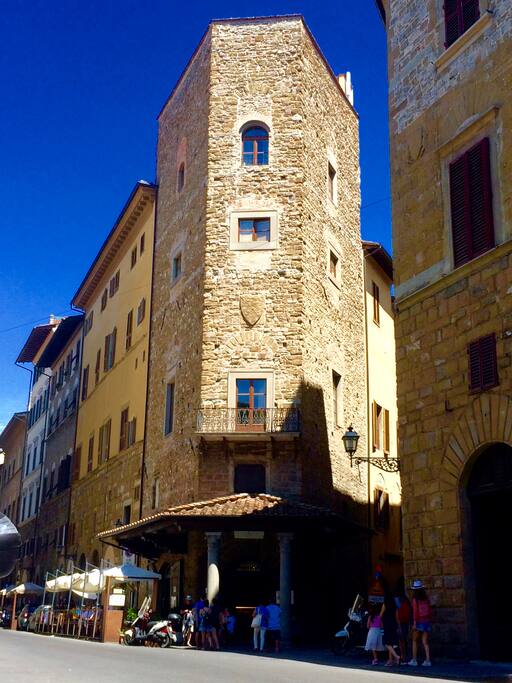 The ancient tower from the street