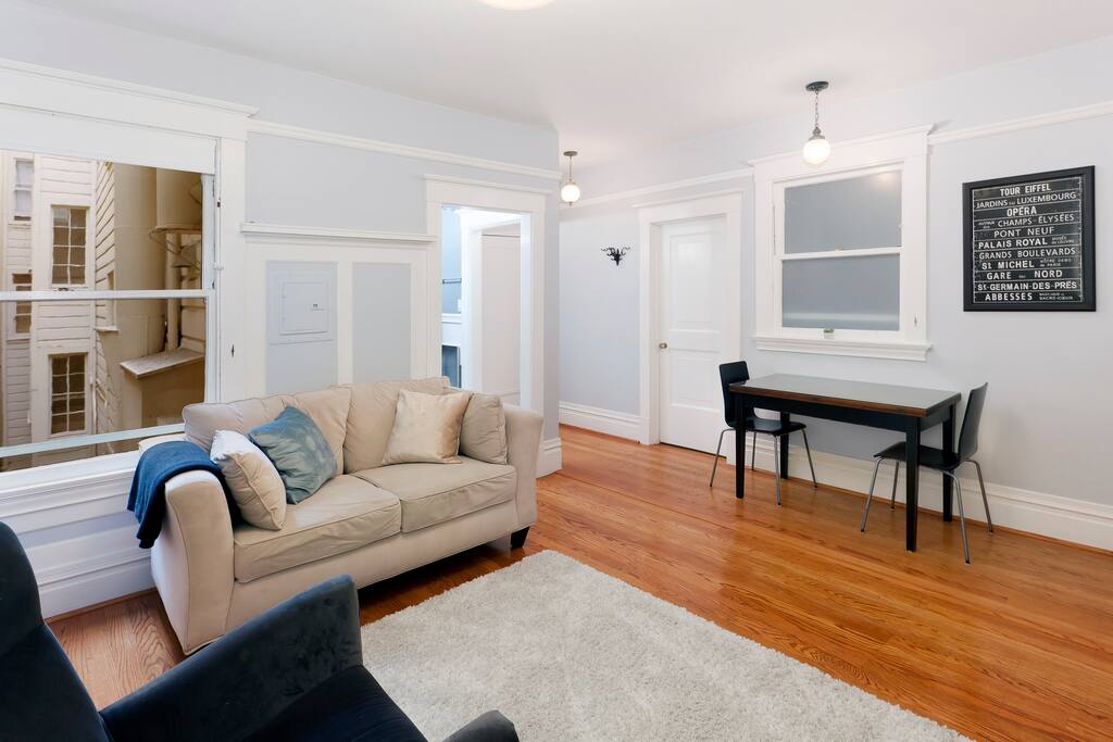 Dining area and living room