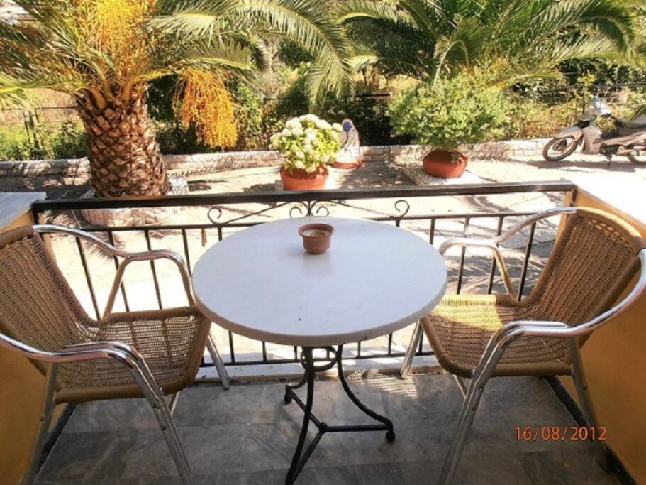 balcony located downstairs