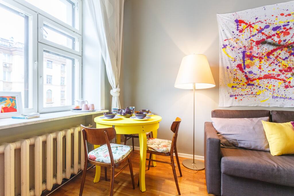 We are in love with our furniture of 50s, brought to life with our hands)) the chairs with bright parrots on a textile are my favorite))