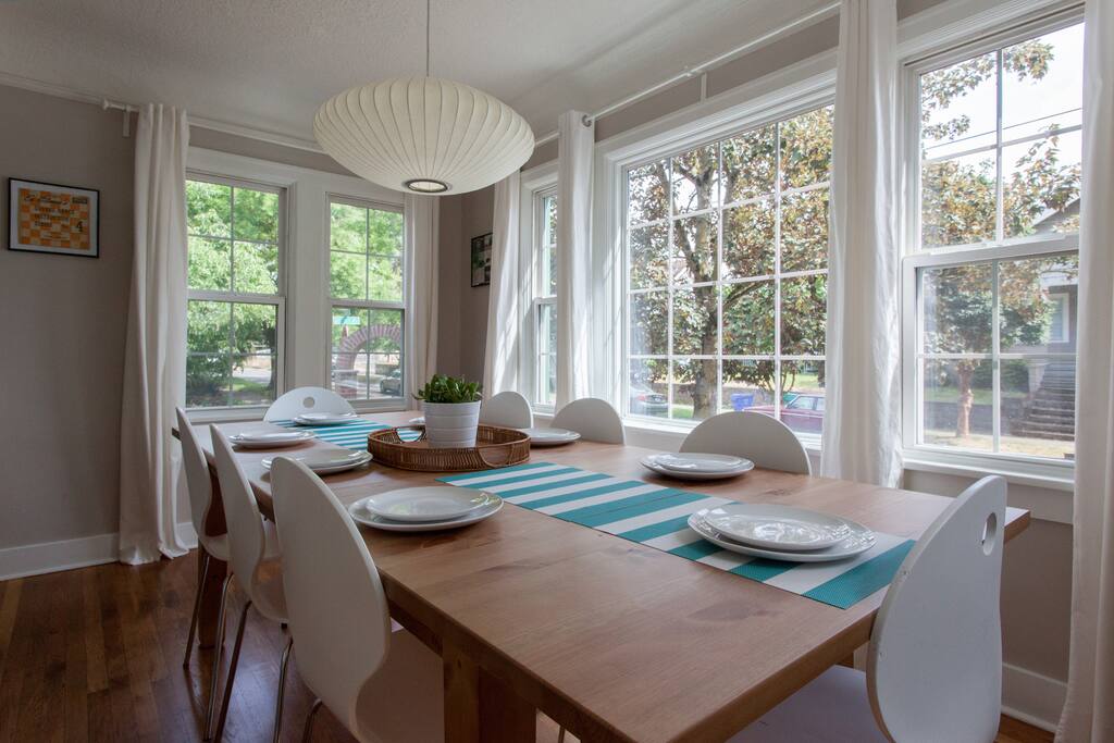 Our ultra modern dining room seats up to 8 people!
