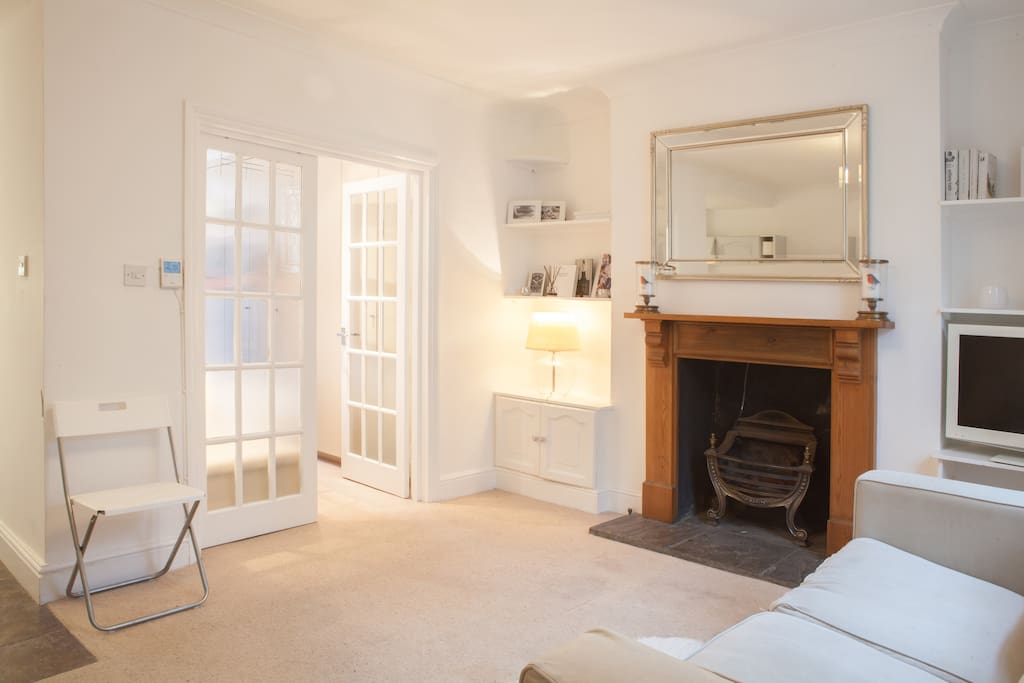 Cozy living room with double sofa bed