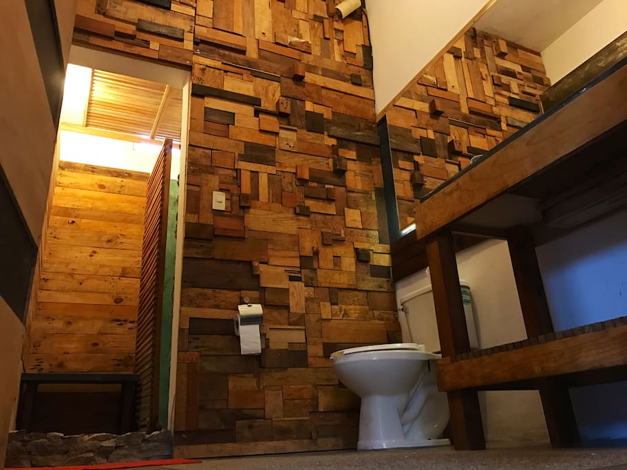 The bathroom.