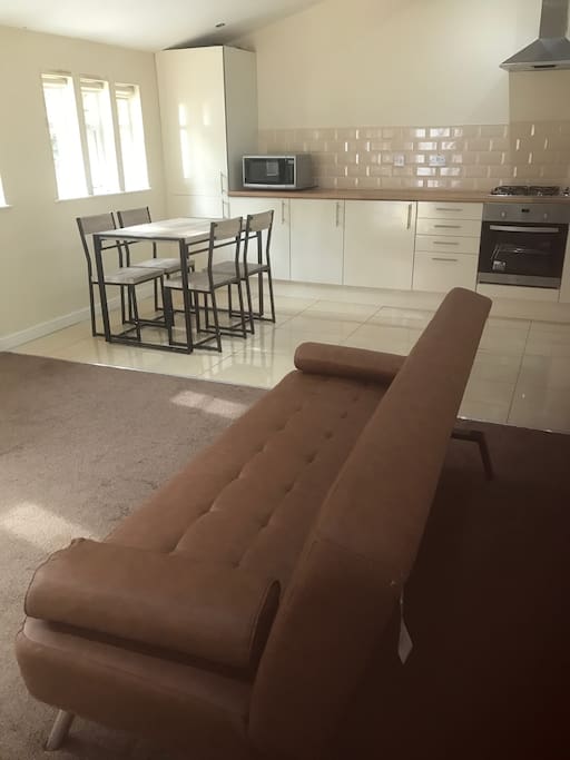 Open plan kitchen, diner and lounge