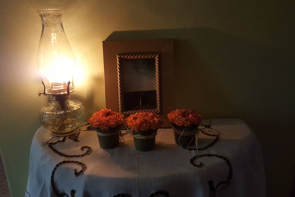 We love to have oil lamps burning through all the shared rooms...