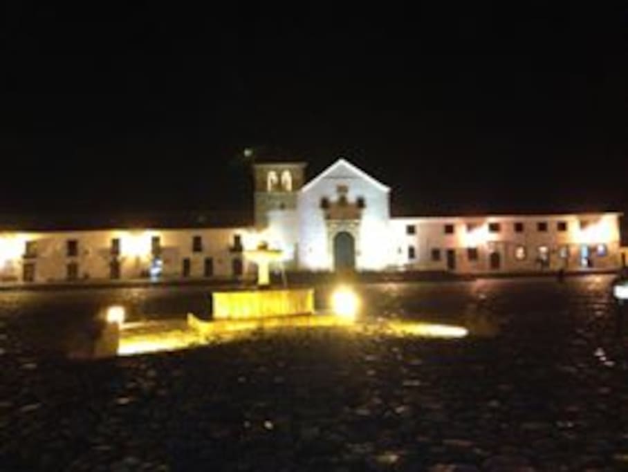 Villa de Leyva plaza at night.
