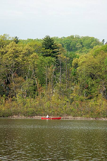 Access to lake around the corner is included for swimming, kayaking, fishing.