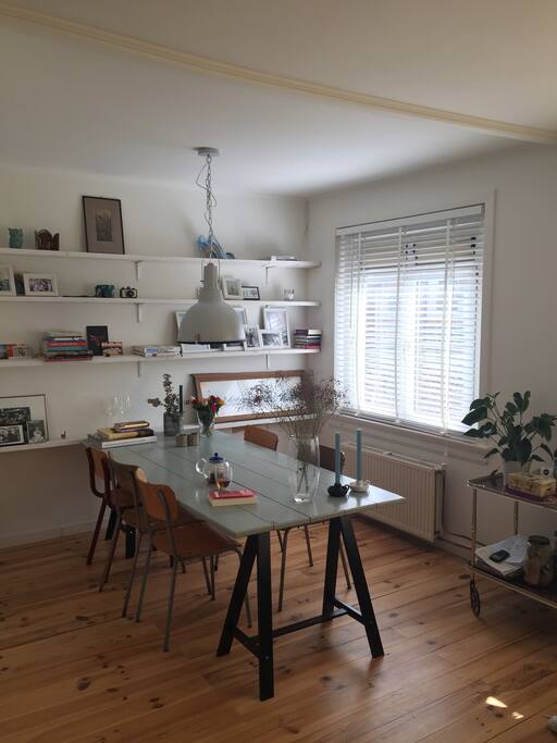 Sun through the window makes this the ideal spot for a weekend breakfast