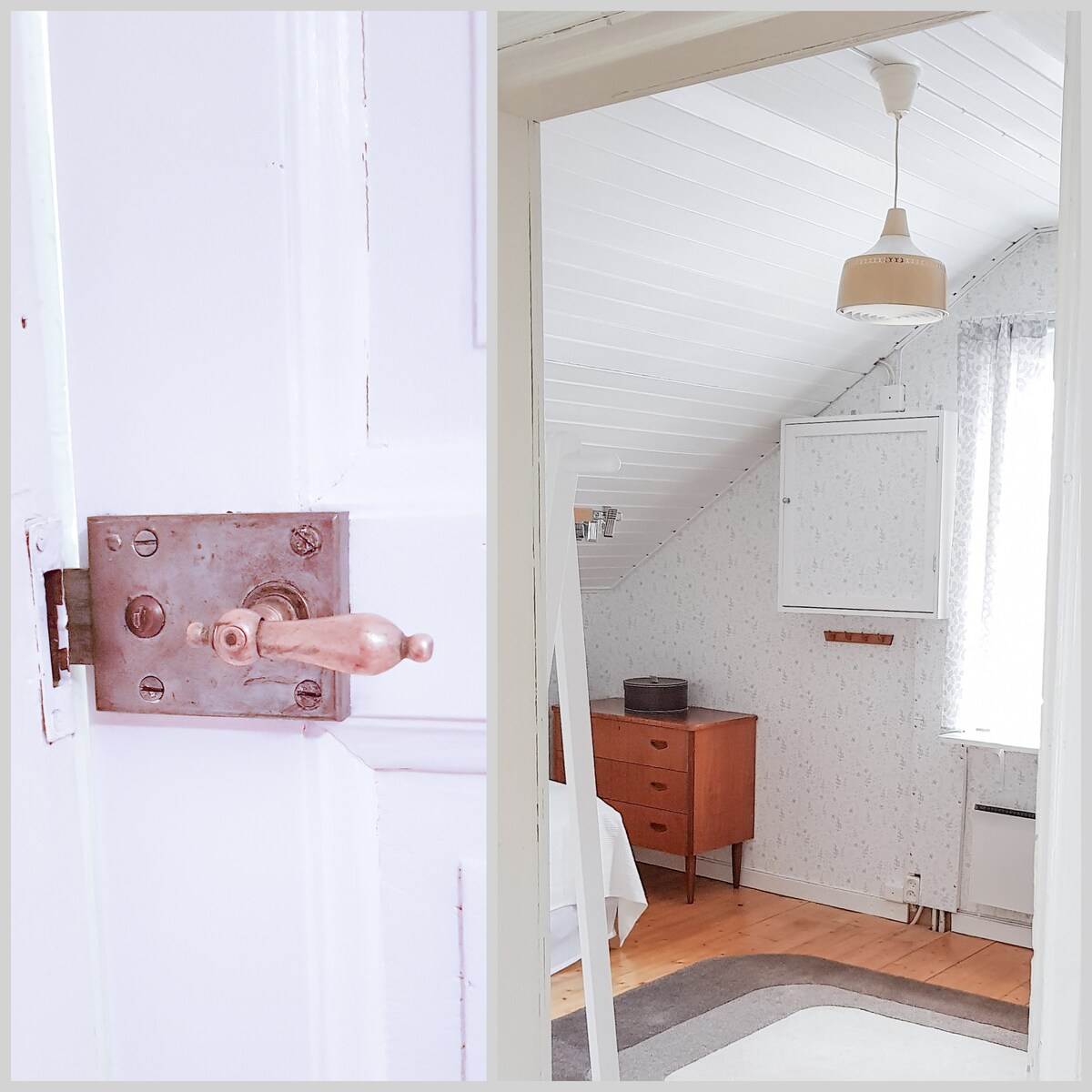 Sovrummet på övervåningen. Nymålat och nytapetserat vinter 2018.