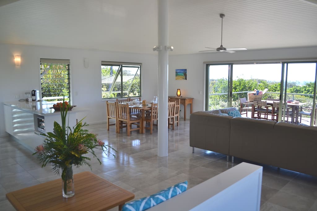 Open living area upstairs in one of the beach houses.
