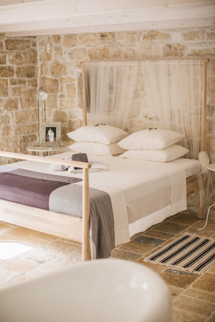 Queen ensuite studio - Open plan bedroom / bathroom
