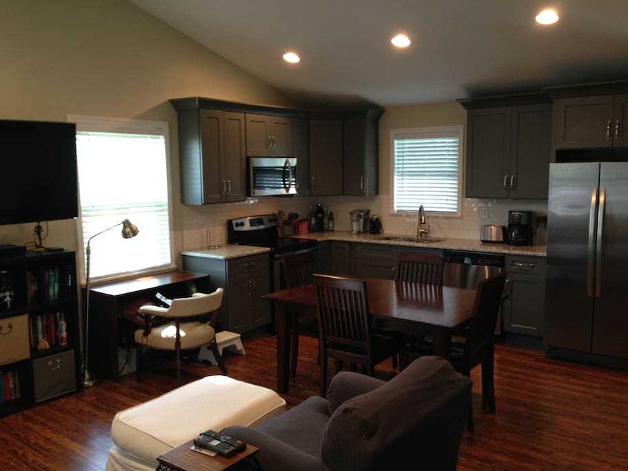 Open kitchen and living room floor plan