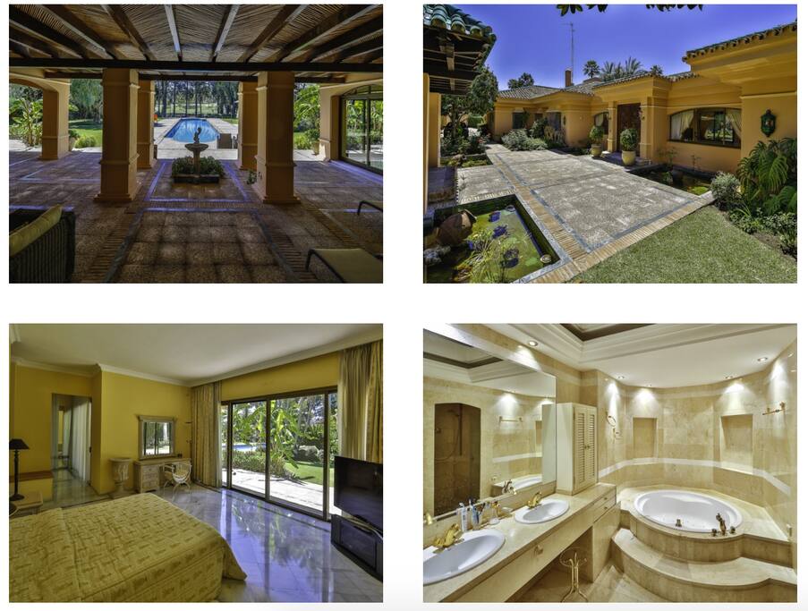 View from house overlooking the grounds. Master bedroom + bathroom with hot tub