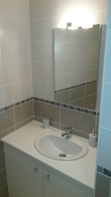 jolie salle de bain avec rangements
