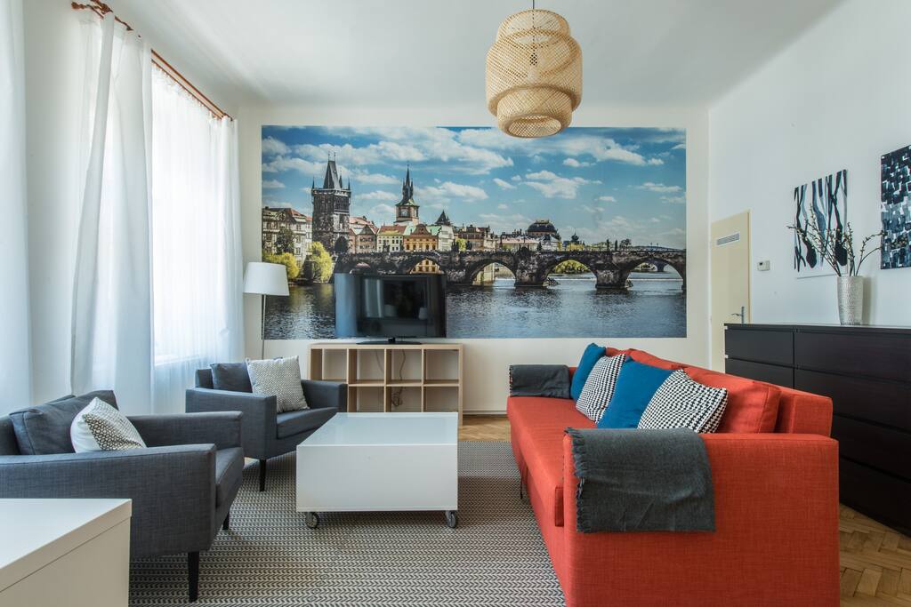 Living room with stylish poster