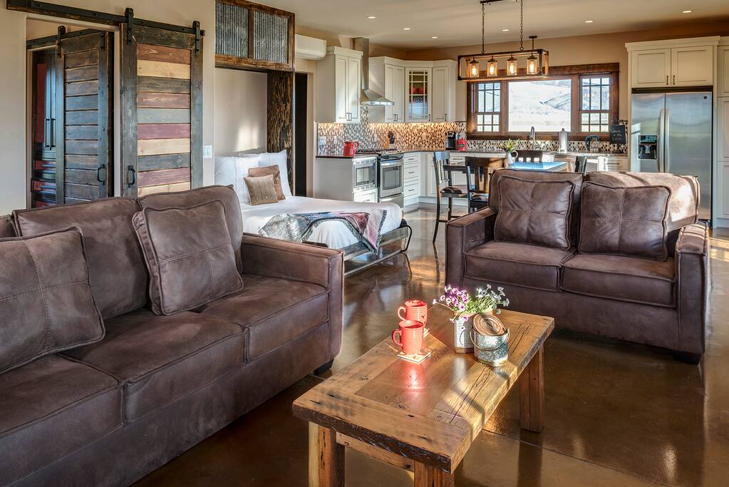 living room with murphy bed