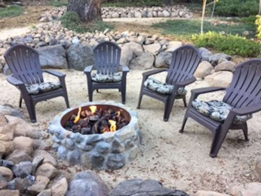 Gas fire pit in back