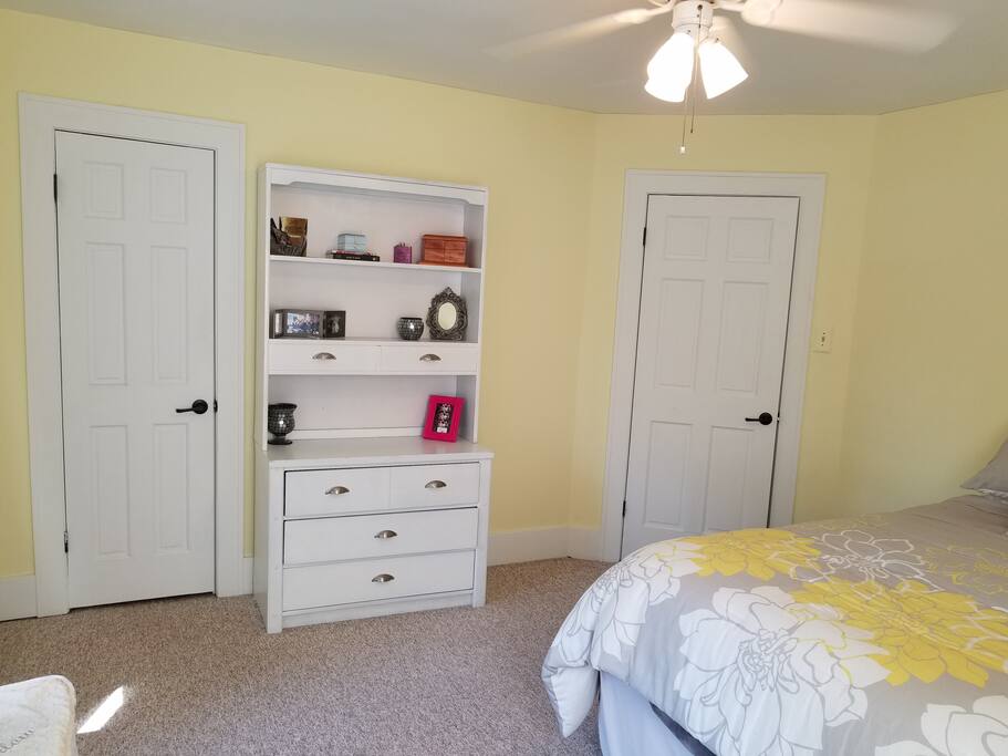 There is some space in the closet for hanging clothes.