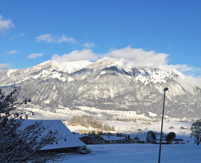 View from the bedroom on the Mt Pilatus