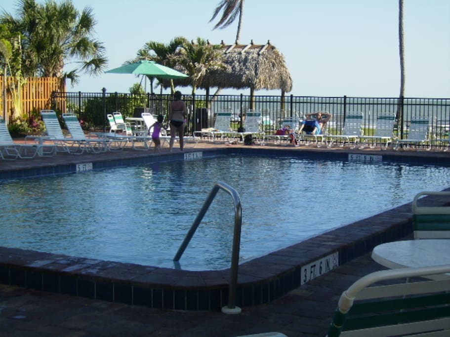 seaside pool next to the grill