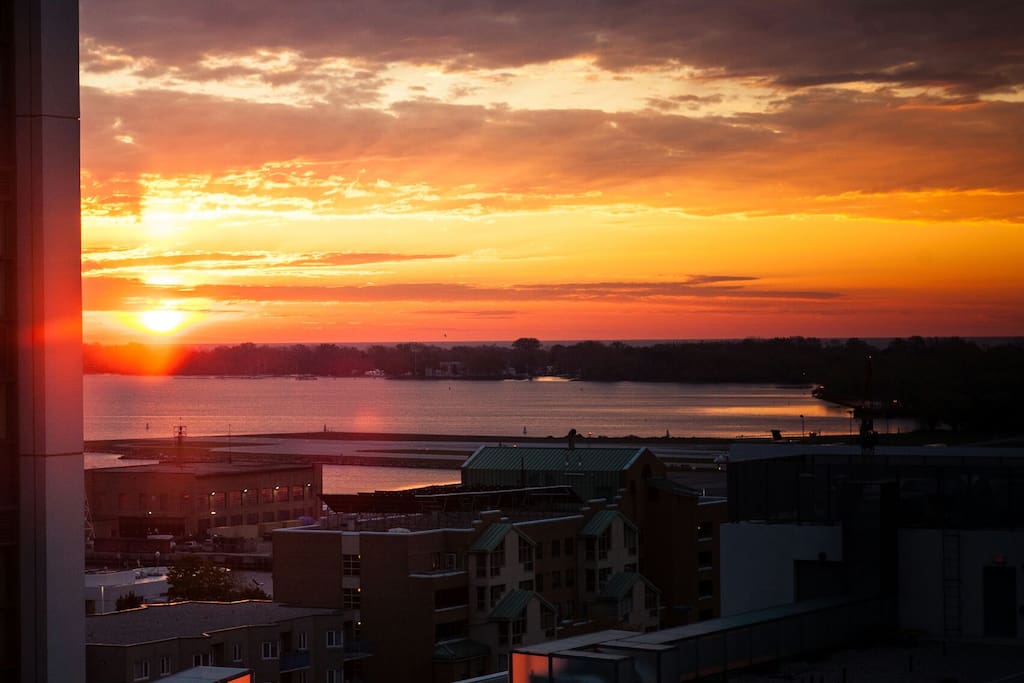 Sunrise viewable from the living room