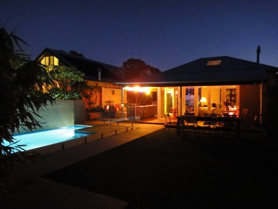 Night outside view from the garden