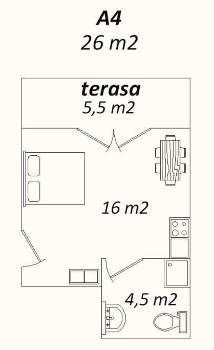 Apartman 4 (studio) tlocrt
