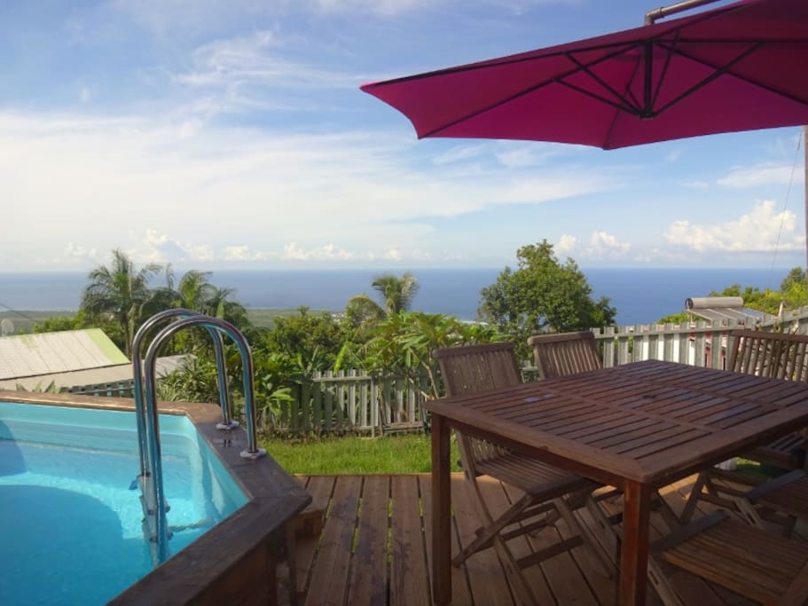 piscine au sel + terrasse vue sur l'océan
