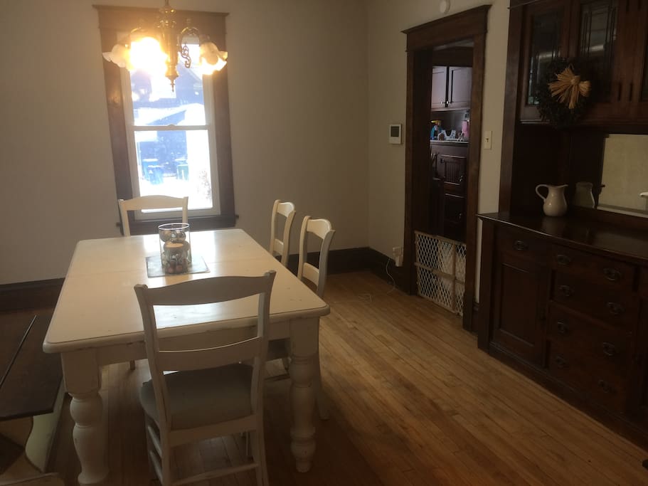 The dining room seats 6, and it has a hutch which is great for serving food