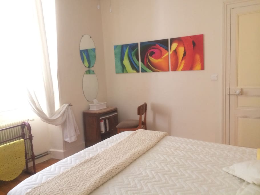 Your bedroom is spacious light 100% cotton sheets, towels toiletries provided. Fly screen on main window, plus shutters and ceiling fan to keep it cool. Wifi throughout.