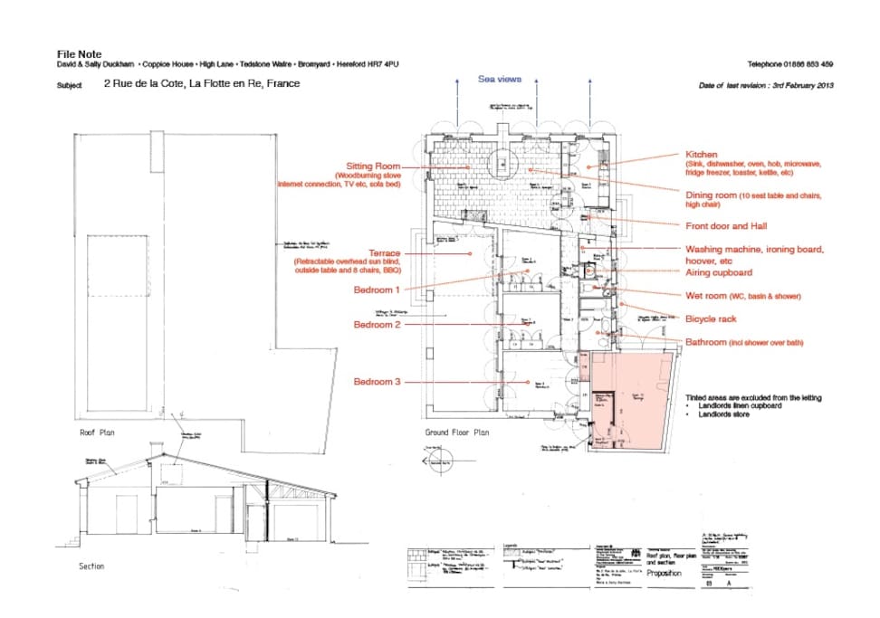 L shaped house, 3 bedrooms, sea views