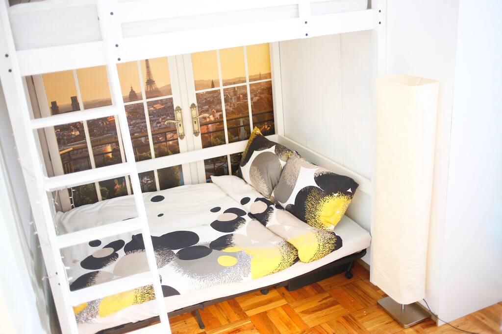 Convertible sofa bed turns into a cozy sleeping space