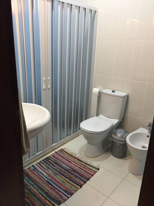 Your private bathroom with a shower, water closet, bidet and sink. Towels and washing supplies are available.