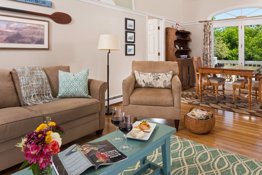 Lovely private living room with dining area